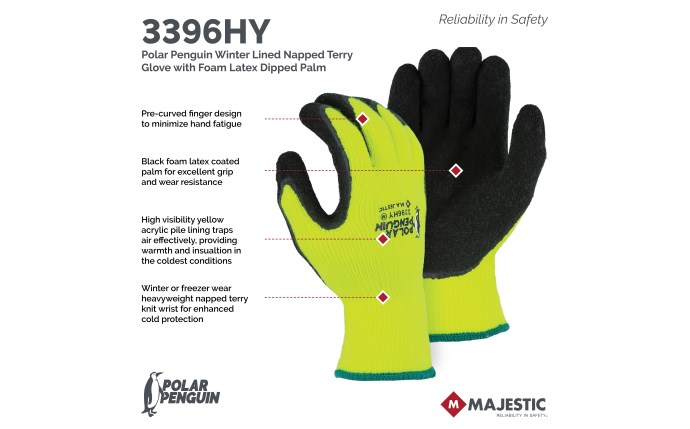 Polar Penguin Winter Lined Napped Terry Glove with Foam Latex